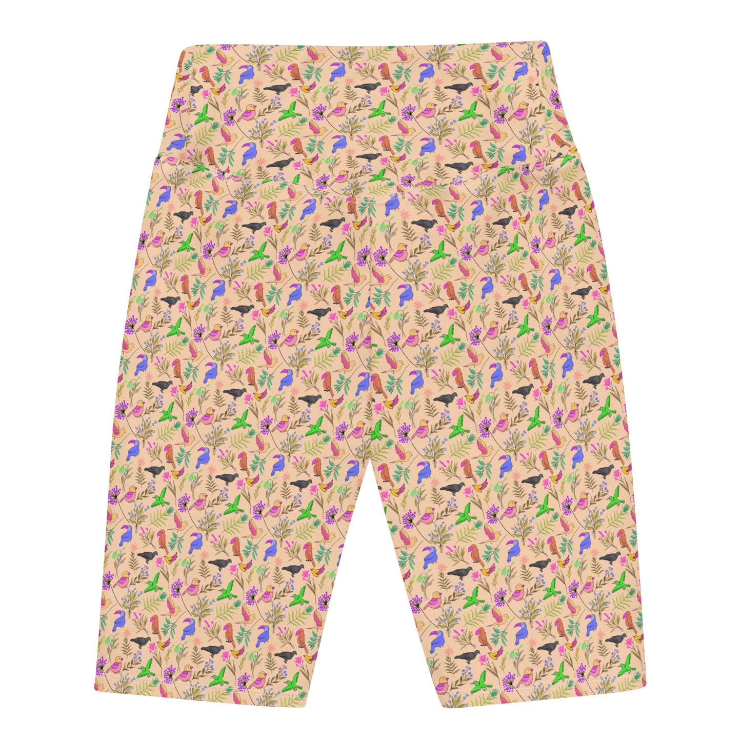 Birds Tropical Pink Biker Shorts
