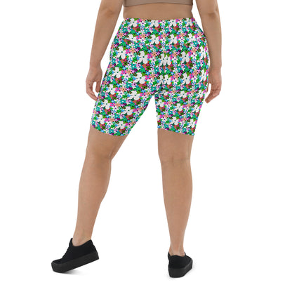 Floral Colorful High-Waisted Biker Shorts