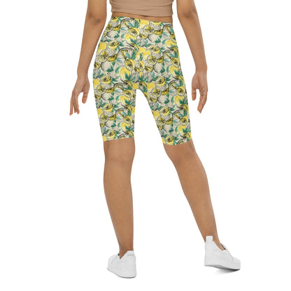 Citrus Splash Yellow High-Waisted Biker Shorts