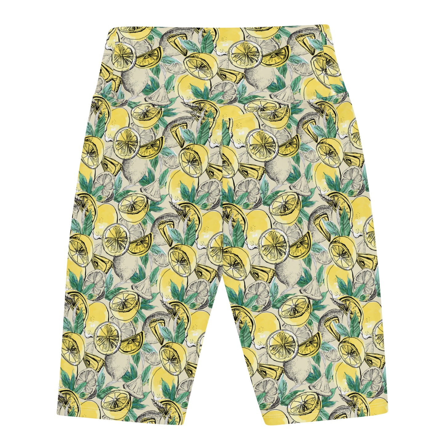Citrus Splash Yellow High-Waisted Biker Shorts