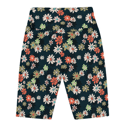 Black Floral Spectrum High-Waisted Biker Shorts