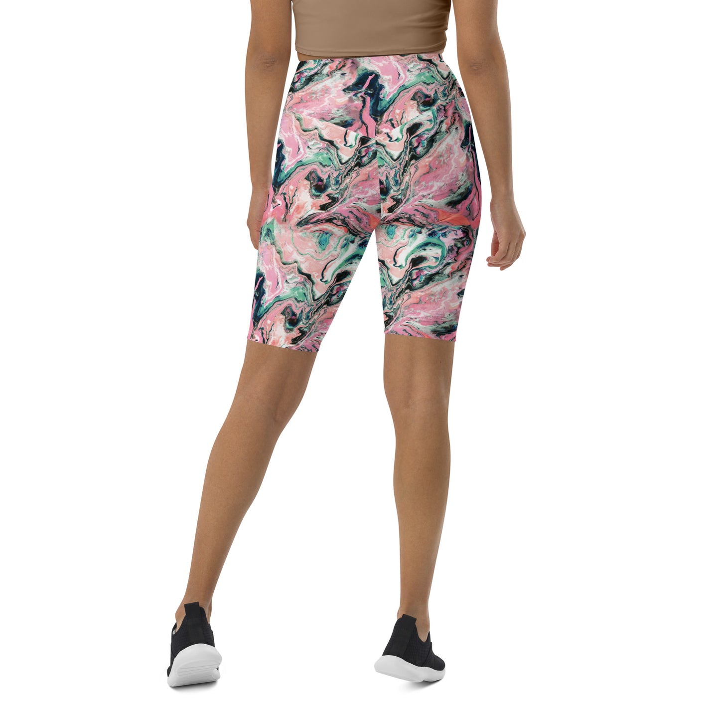 Blush Swirl High-Waisted Biker Shorts