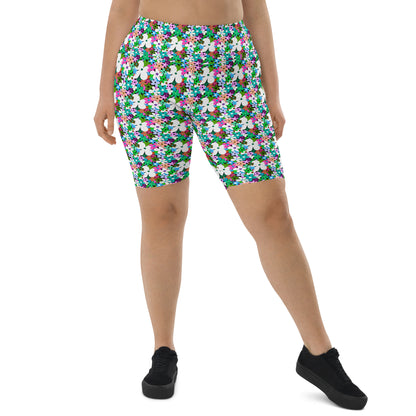 Floral Colorful High-Waisted Biker Shorts