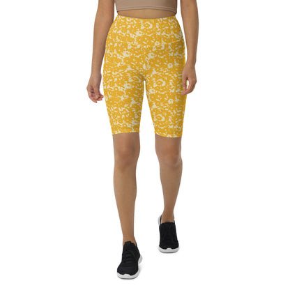 Sunny Foliage High-Waisted Biker Shorts