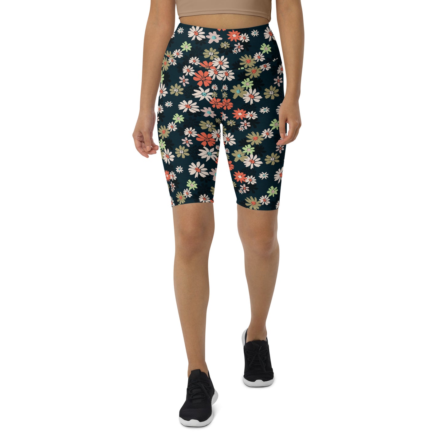 Black Floral Spectrum High-Waisted Biker Shorts