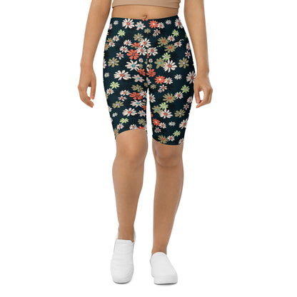 Black Floral Spectrum High-Waisted Biker Shorts