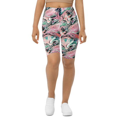 Blush Swirl High-Waisted Biker Shorts