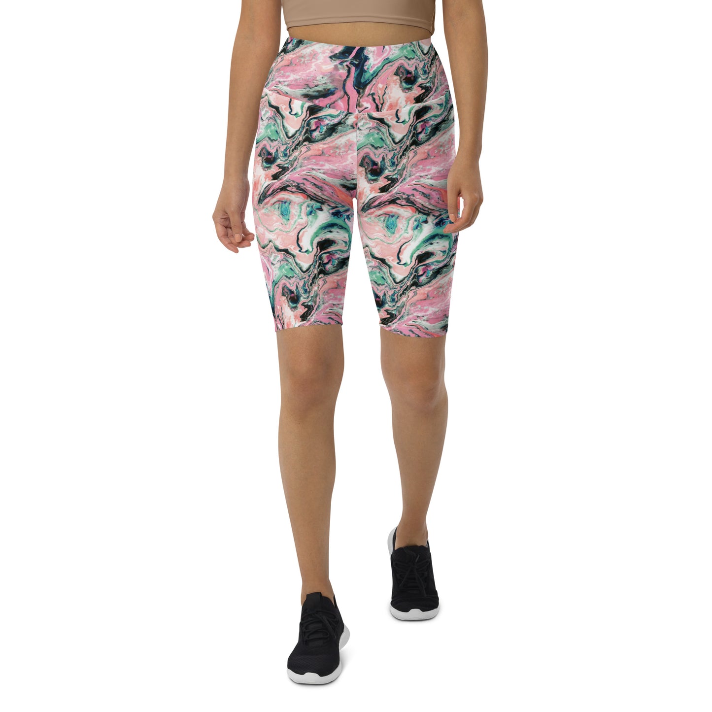 Blush Swirl High-Waisted Biker Shorts