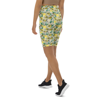 Citrus Splash Yellow High-Waisted Biker Shorts