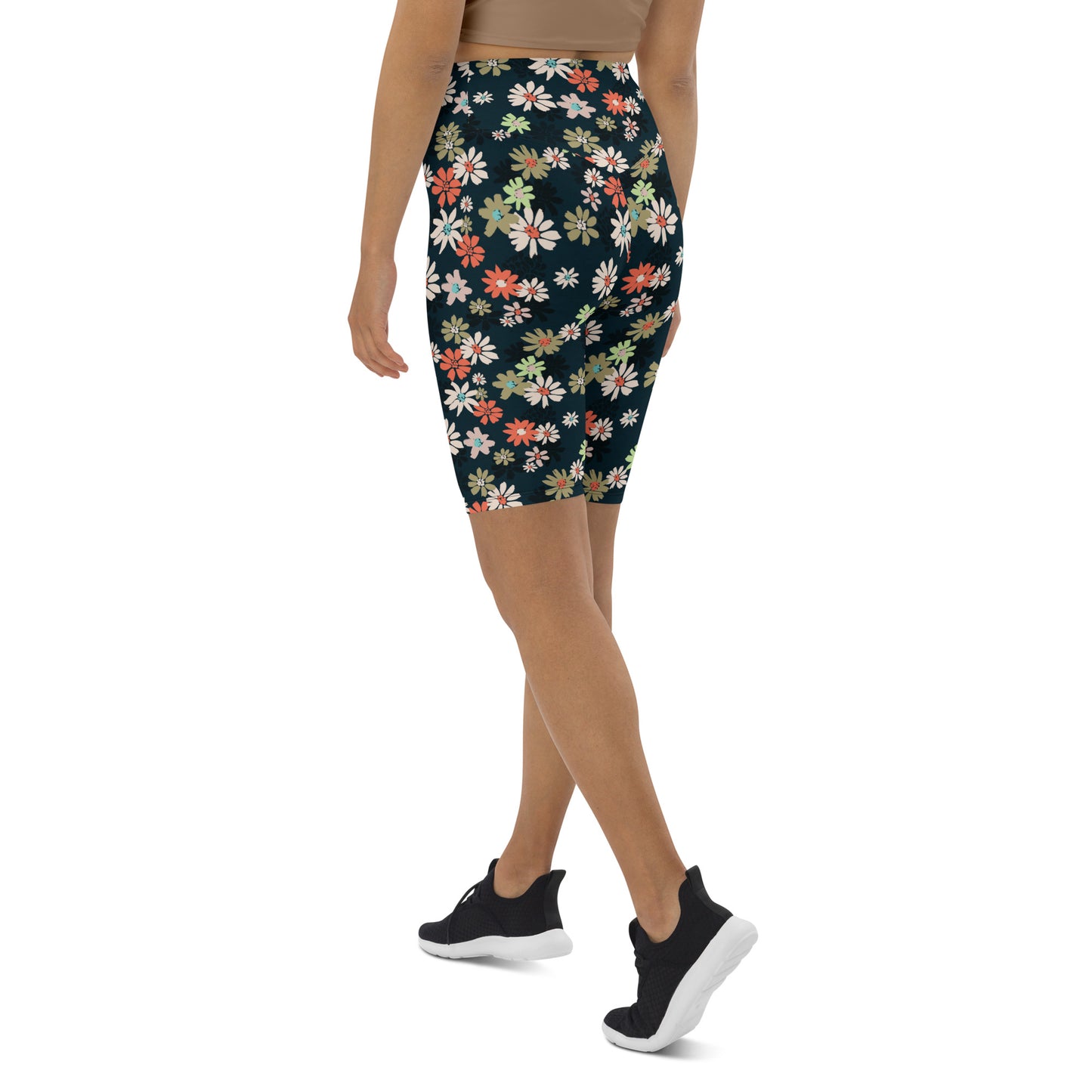 Black Floral Spectrum High-Waisted Biker Shorts