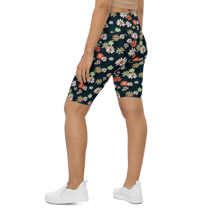 Black Floral Spectrum High-Waisted Biker Shorts