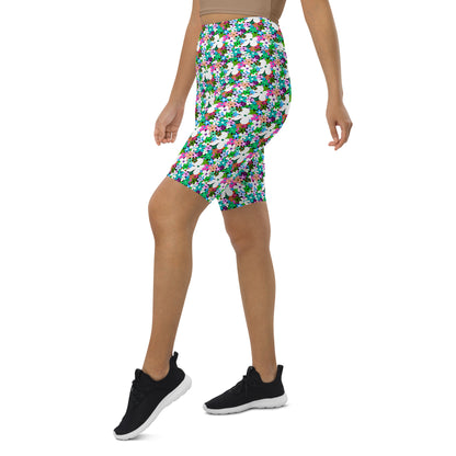 Floral Colorful High-Waisted Biker Shorts