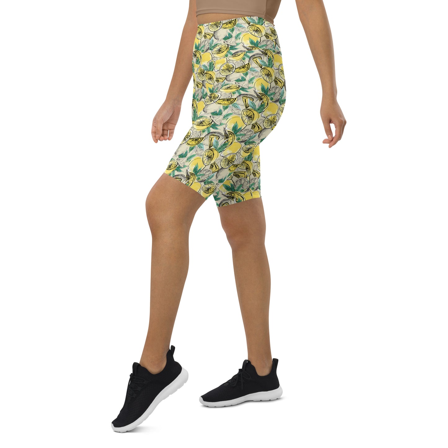 Citrus Splash Yellow High-Waisted Biker Shorts