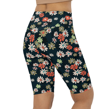 Black Floral Spectrum High-Waisted Biker Shorts