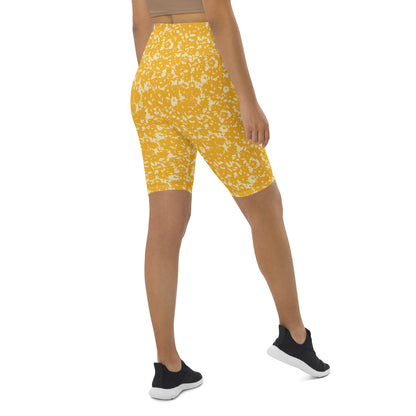 Sunny Foliage High-Waisted Biker Shorts