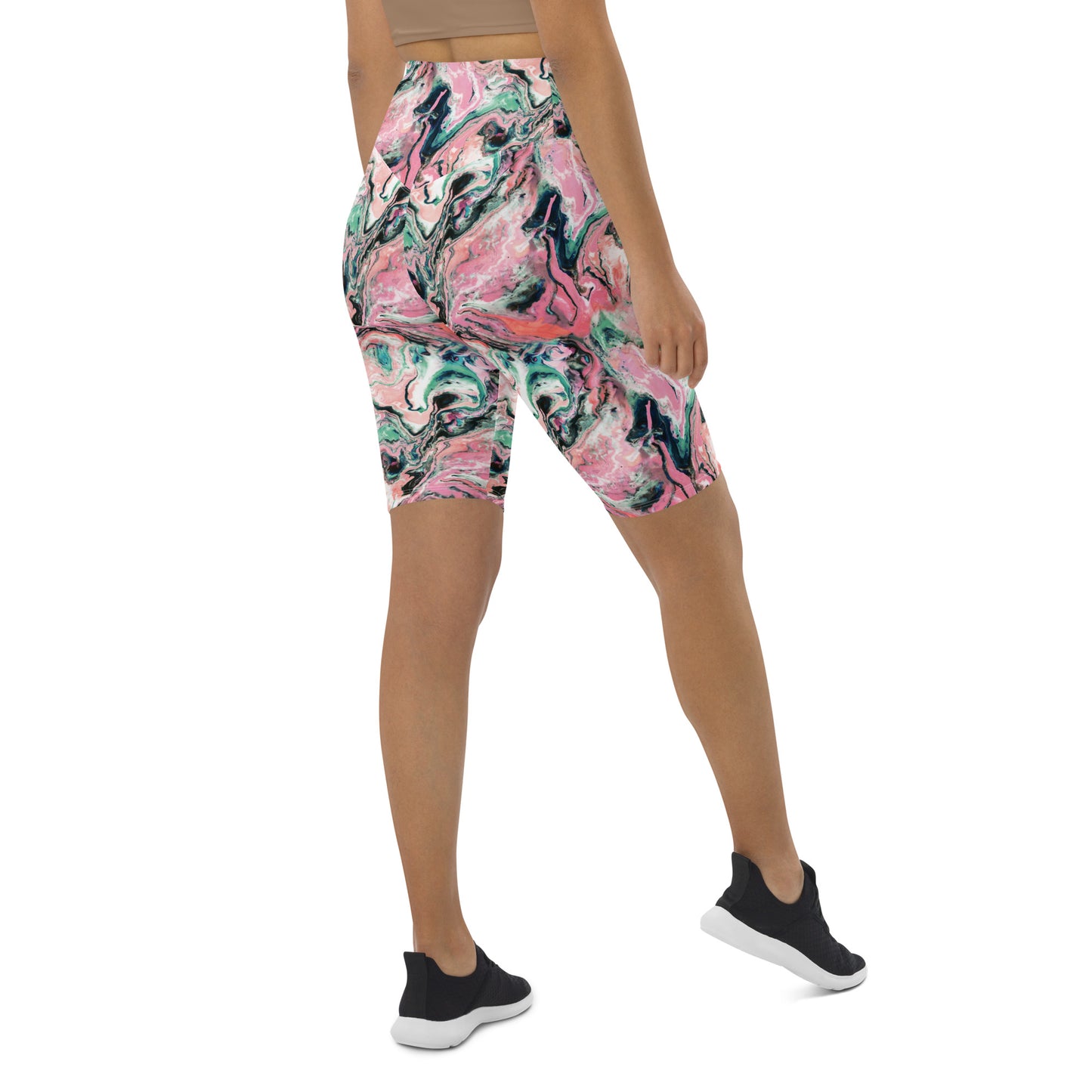 Blush Swirl High-Waisted Biker Shorts