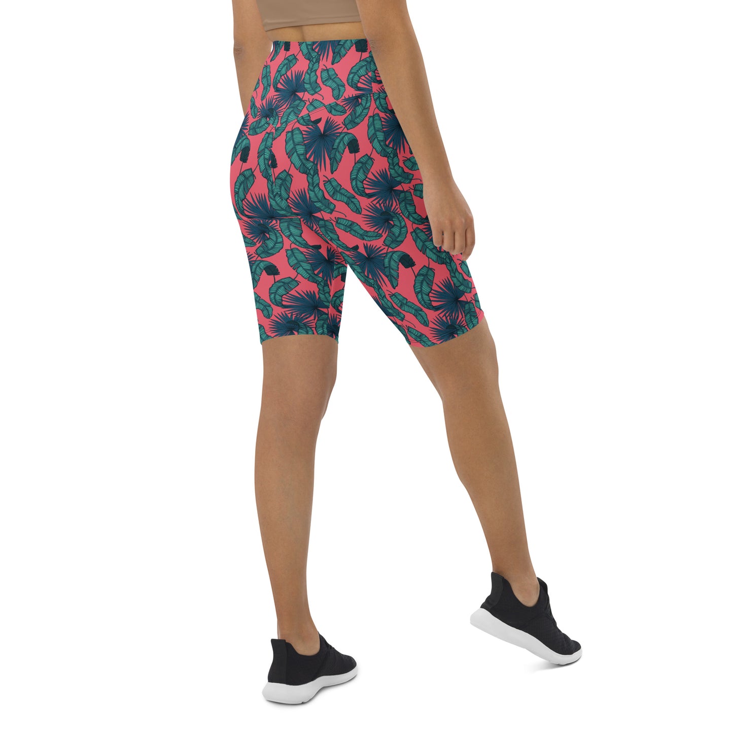 Petal Power Leaf-Print Biker Shorts