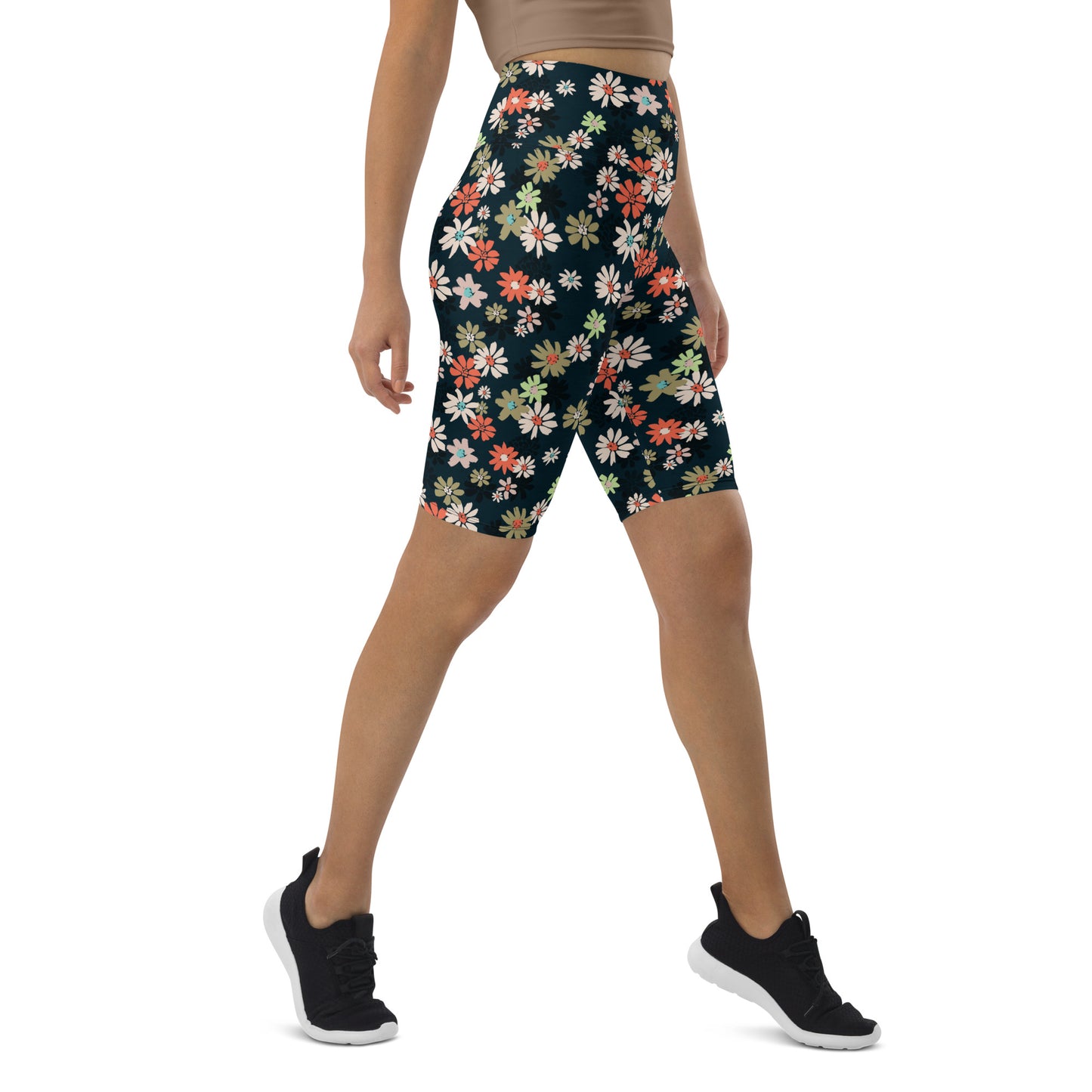 Black Floral Spectrum High-Waisted Biker Shorts