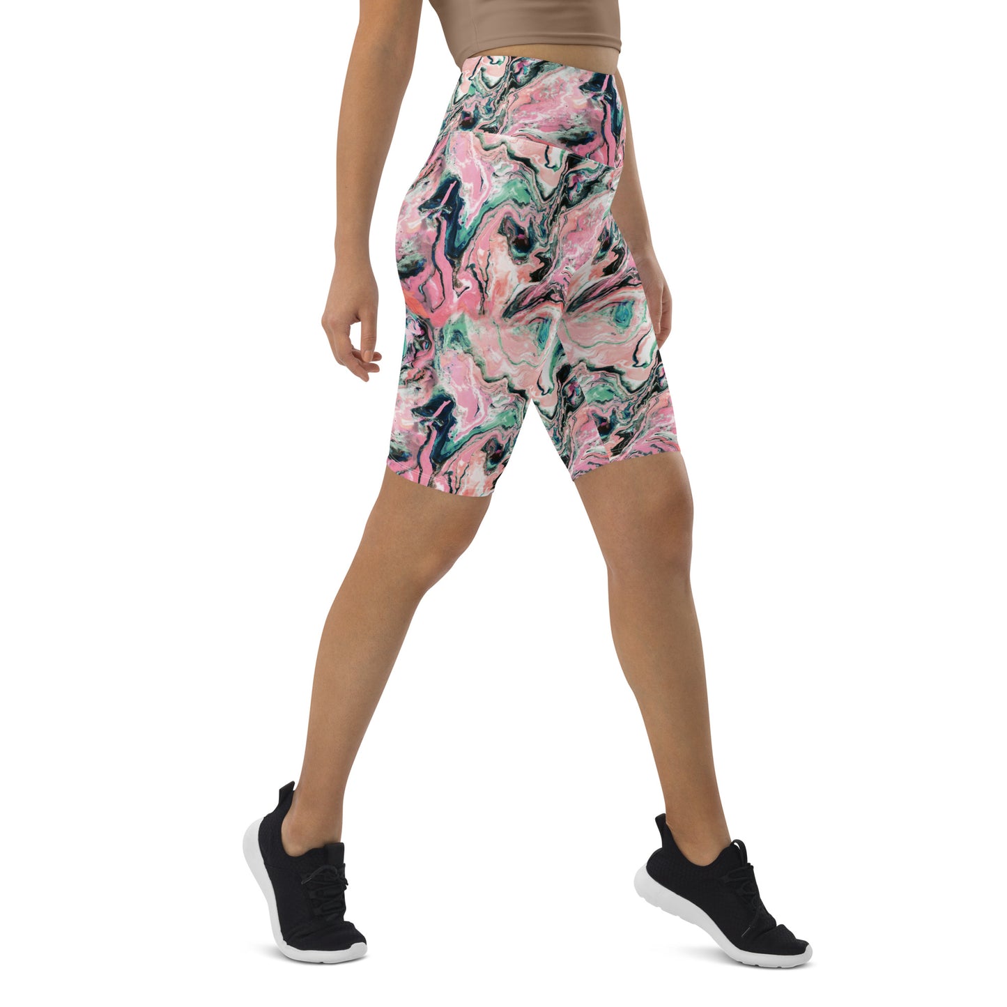 Blush Swirl High-Waisted Biker Shorts