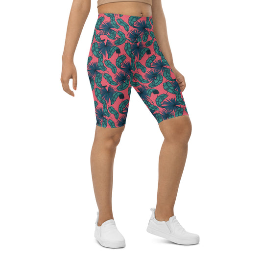 Petal Power Leaf-Print Biker Shorts