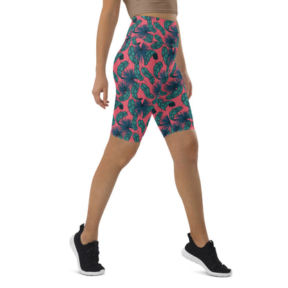 Petal Power Leaf-Print Biker Shorts