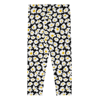 Floral Eclipse Black Mid-Rise Capri Leggings