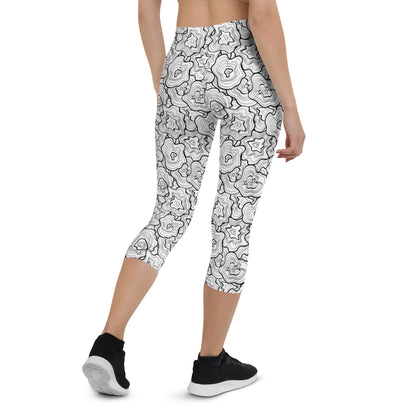 Monochrome Contrast Mid-Rise Capri Leggings