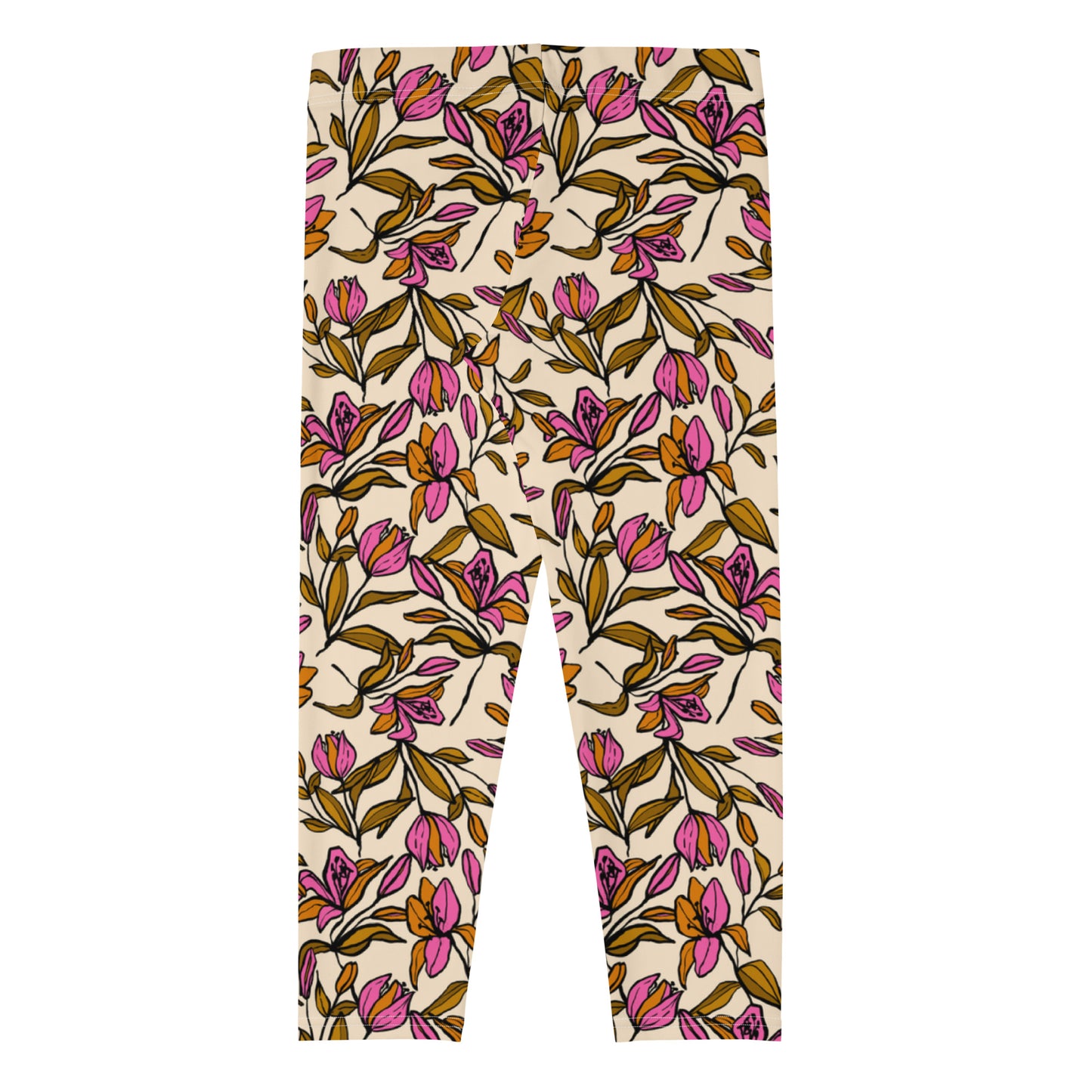 Whispering Petals Mid-Rise Capri Leggings