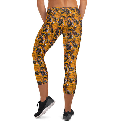 Sunlit Foliage Mid-Rise Capri Leggings