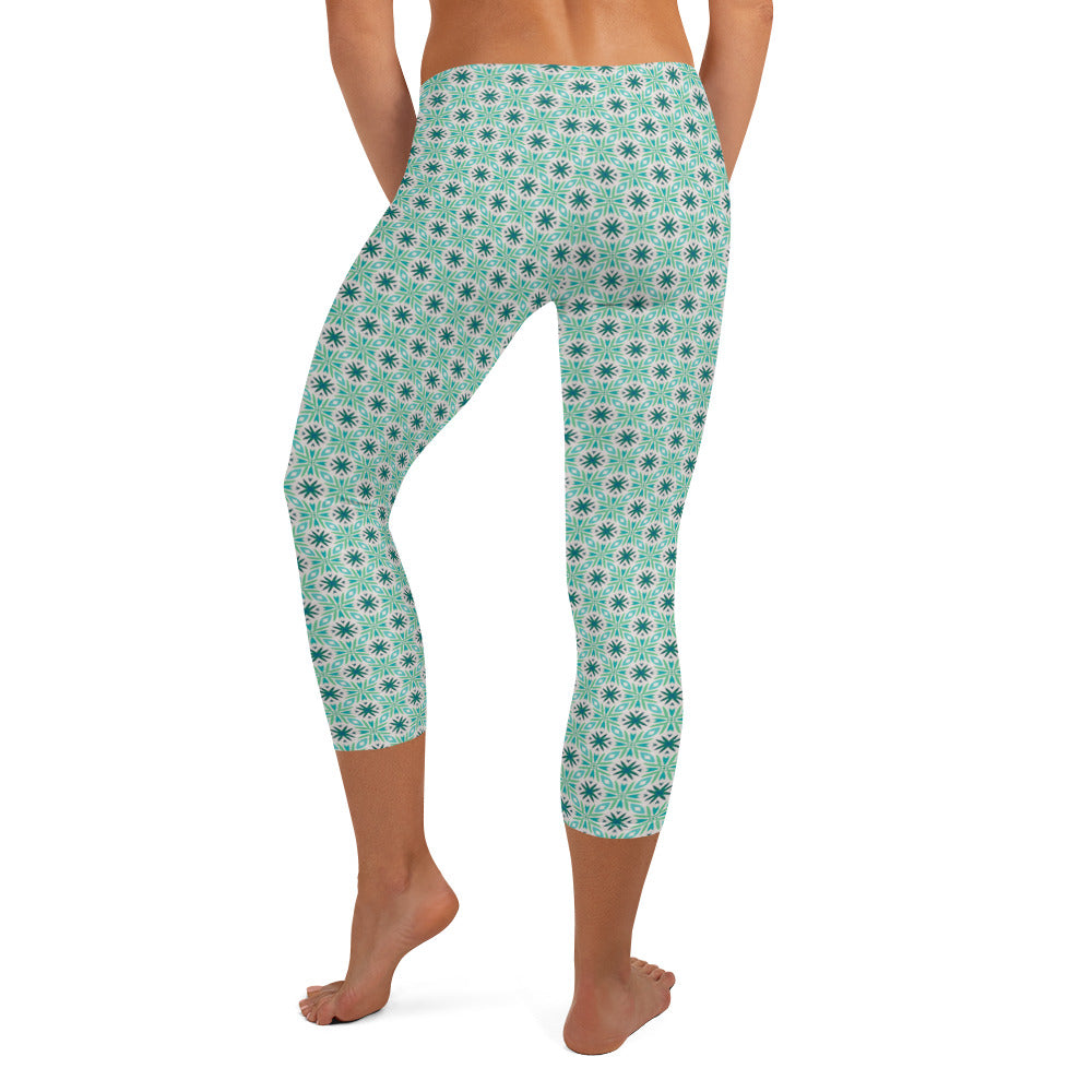 Ocean Whispers Mid-Rise Capri Leggings