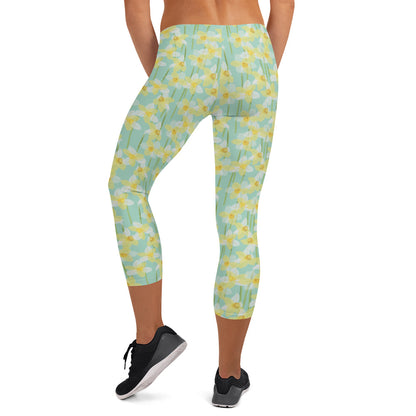 Sunrise Blossom Mid-Rise Capri Leggings