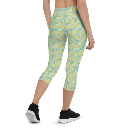 Sunrise Blossom Mid-Rise Capri Leggings