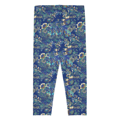 Blue Blossom Mid-Rise Capri Leggings