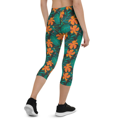 Sunflower Shade Mid-Rise Capri Leggings