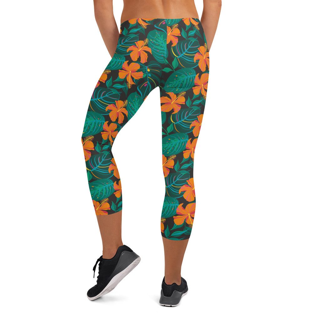 Sunflower Shade Mid-Rise Capri Leggings