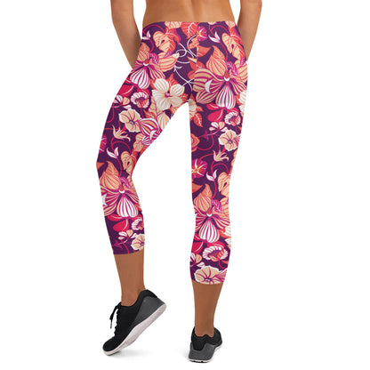 Mystic Petals Mid-Rise Capri Leggings