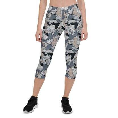 Patchwork Pulse Mid-Rise Capri Leggings