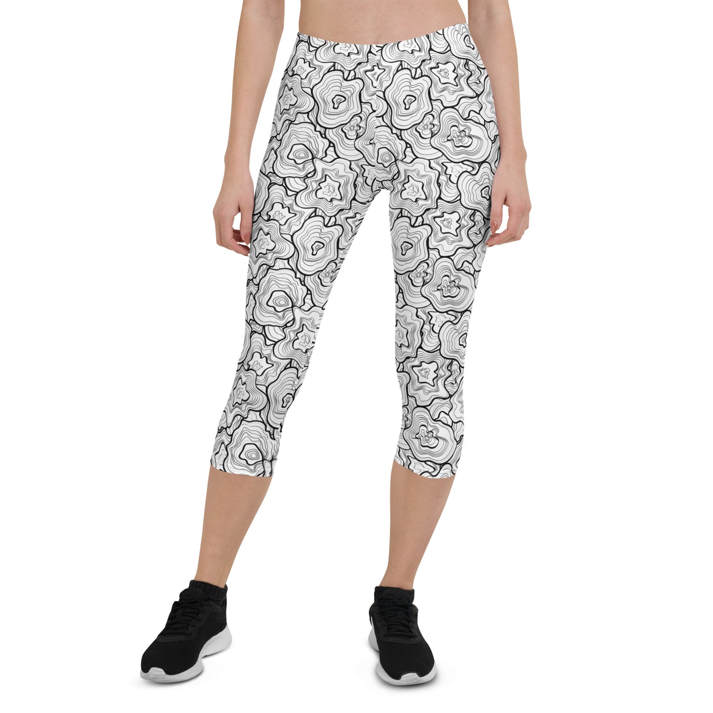 Monochrome Contrast Mid-Rise Capri Leggings