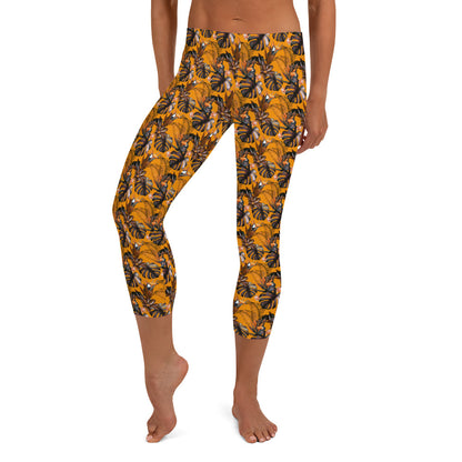 Sunlit Foliage Mid-Rise Capri Leggings