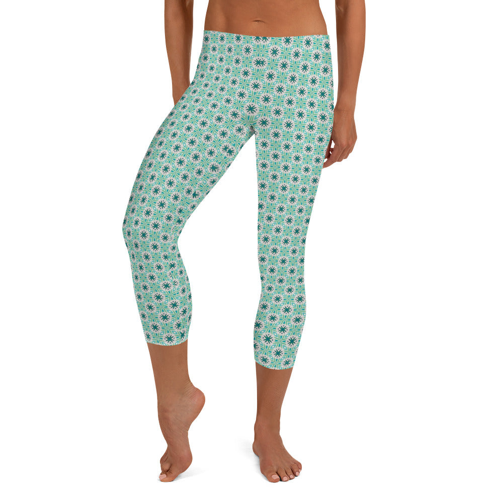 Ocean Whispers Mid-Rise Capri Leggings