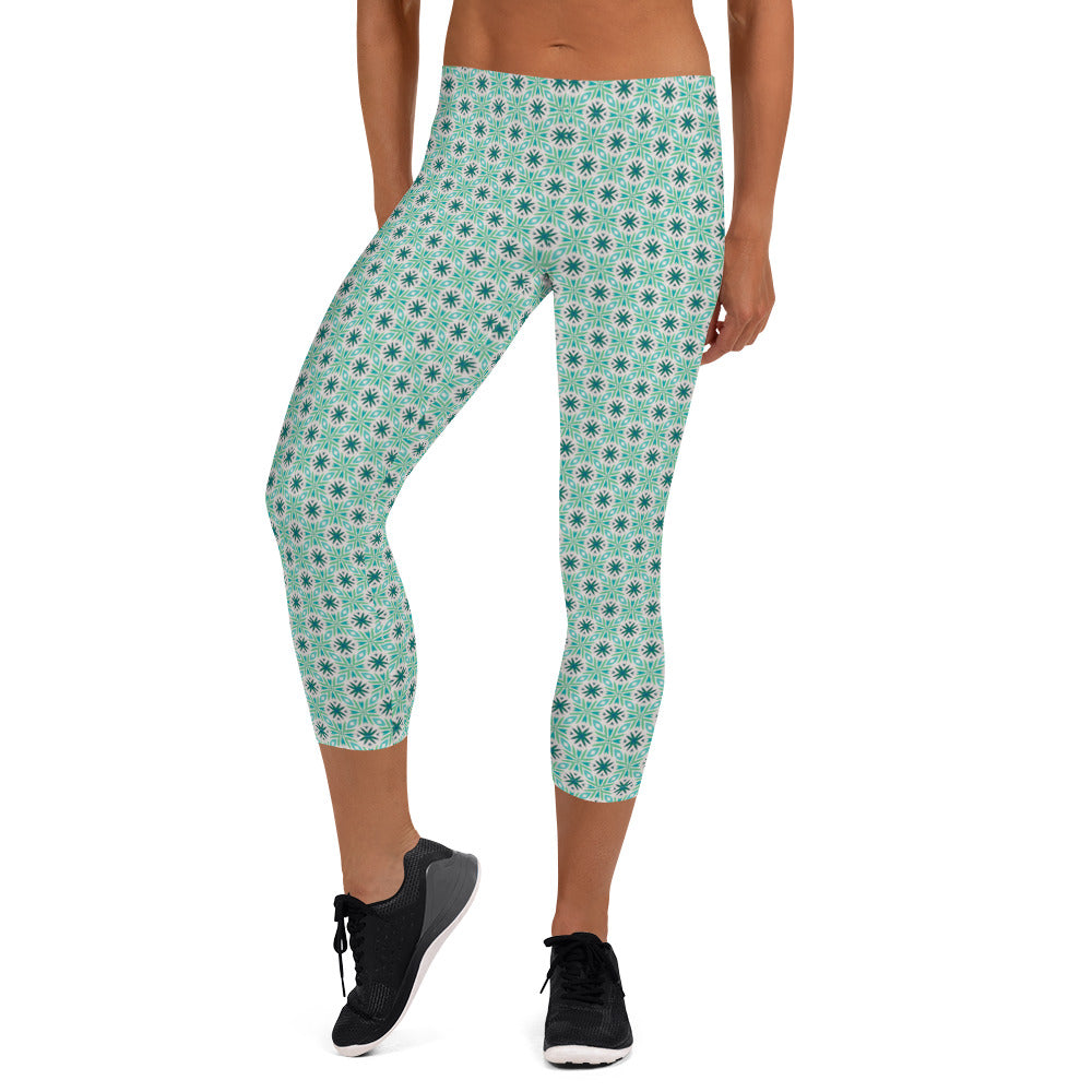 Ocean Whispers Mid-Rise Capri Leggings