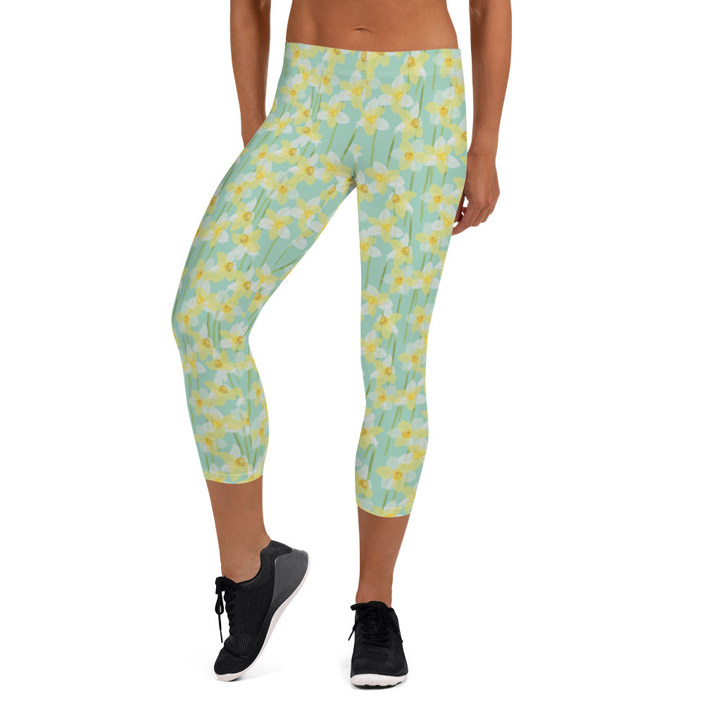 Sunrise Blossom Mid-Rise Capri Leggings