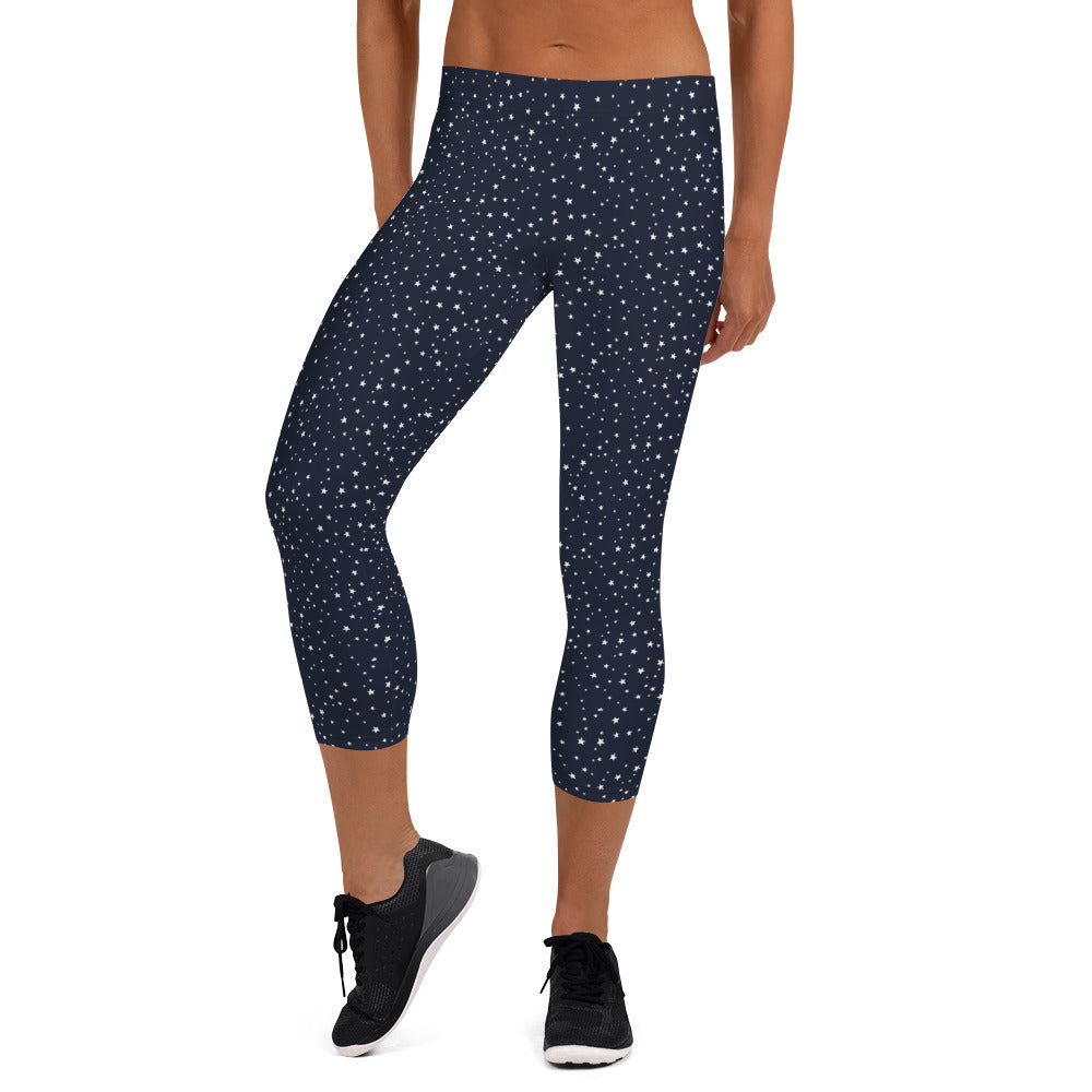 Nautical Dots Mid-Rise Capri Leggings