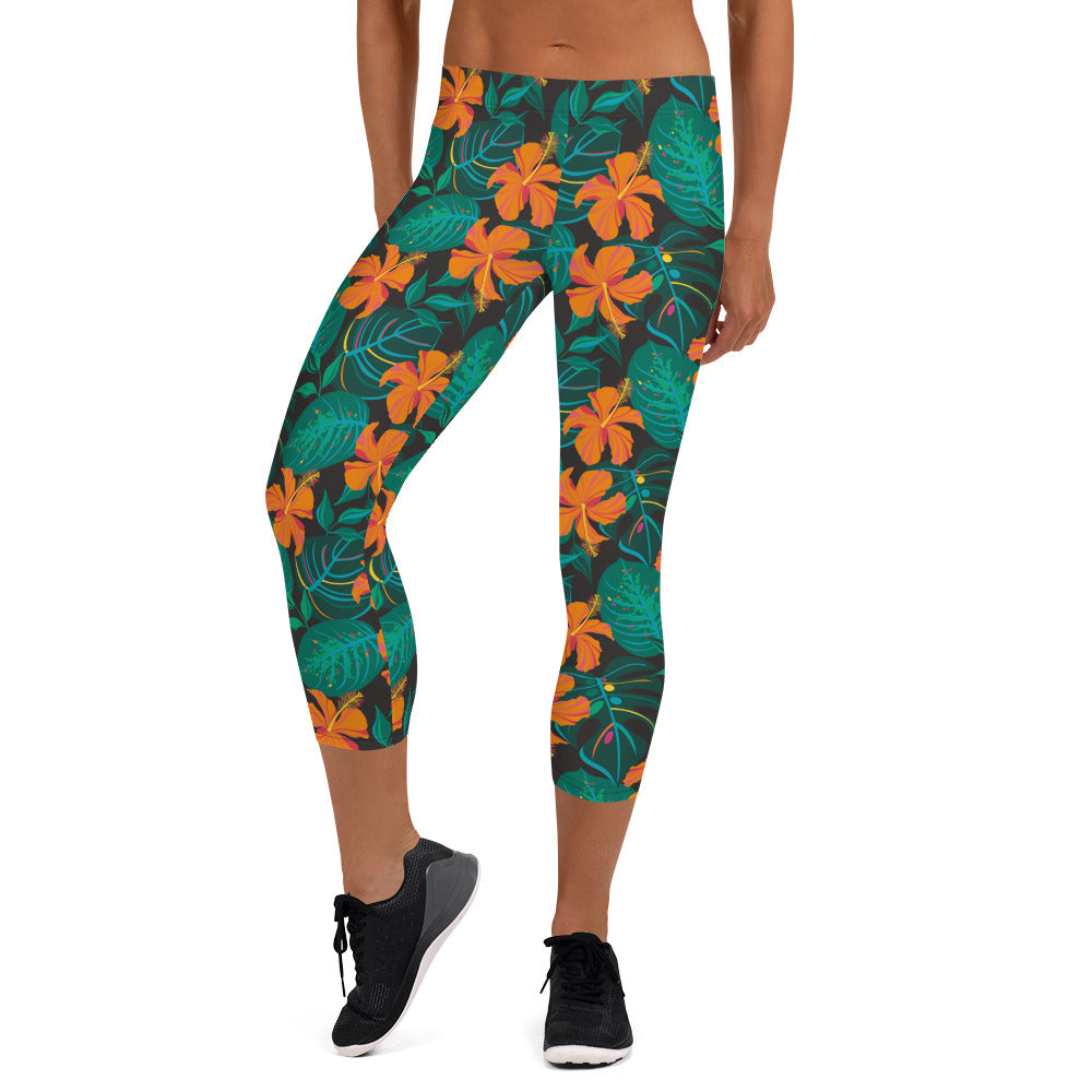 Sunflower Shade Mid-Rise Capri Leggings