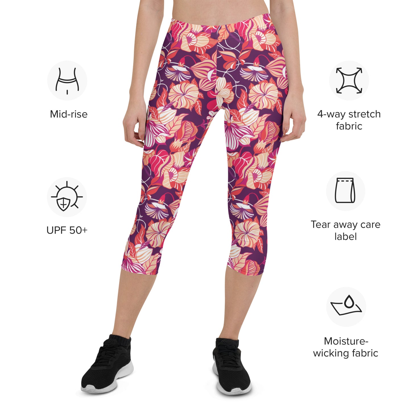 Mystic Petals Mid-Rise Capri Leggings