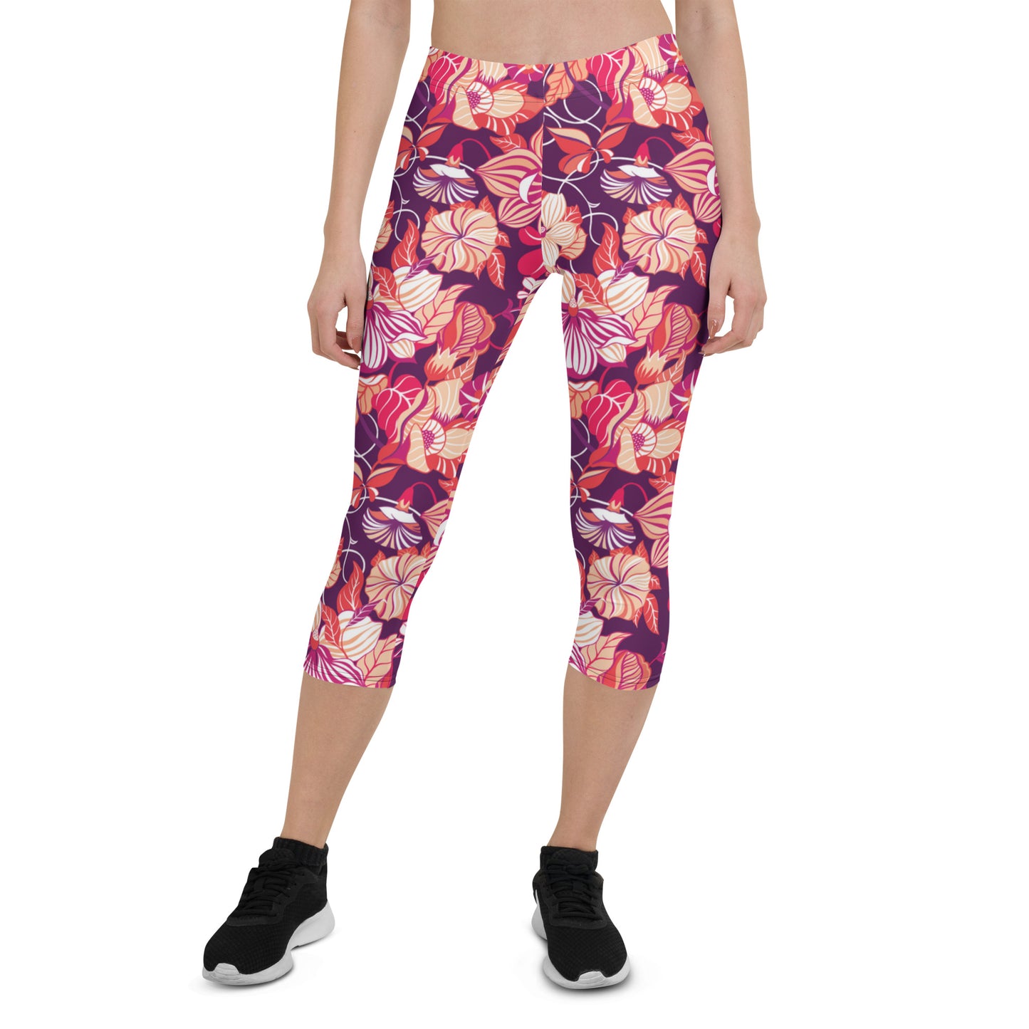 Mystic Petals Mid-Rise Capri Leggings