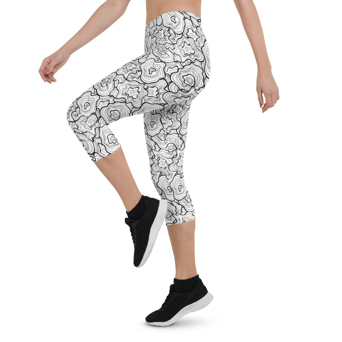 Monochrome Contrast Mid-Rise Capri Leggings