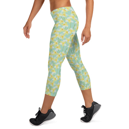 Sunrise Blossom Mid-Rise Capri Leggings