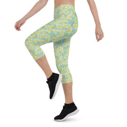 Sunrise Blossom Mid-Rise Capri Leggings