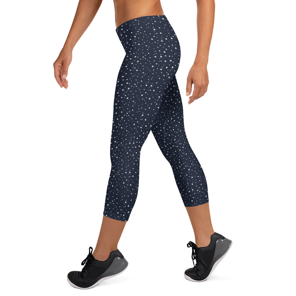 Nautical Dots Mid-Rise Capri Leggings